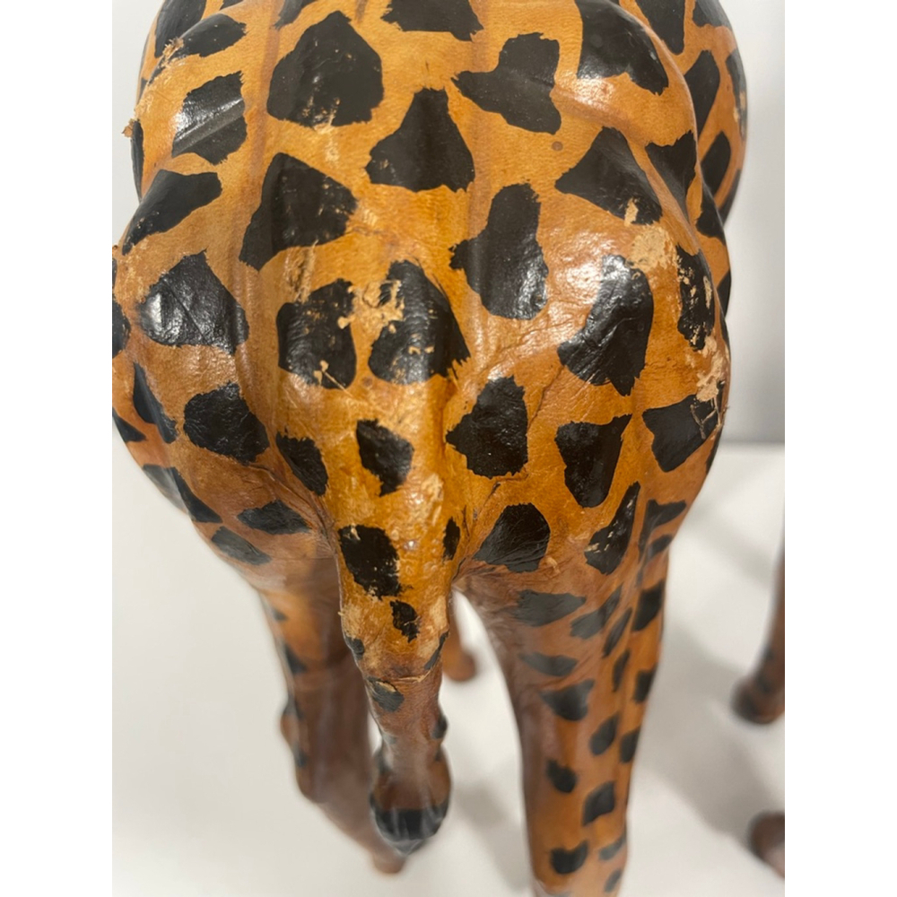 Vintage leather wrapped 2 Pc mom and child giraffe figures statues - Picture 6 of 12